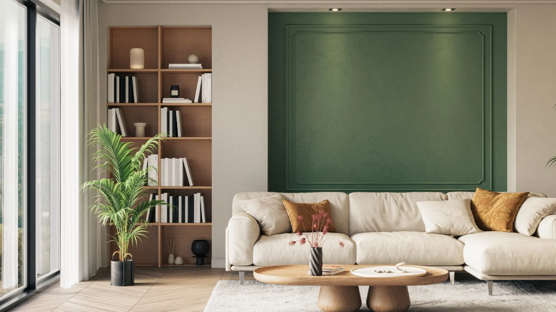 Svetainė baltai žalia